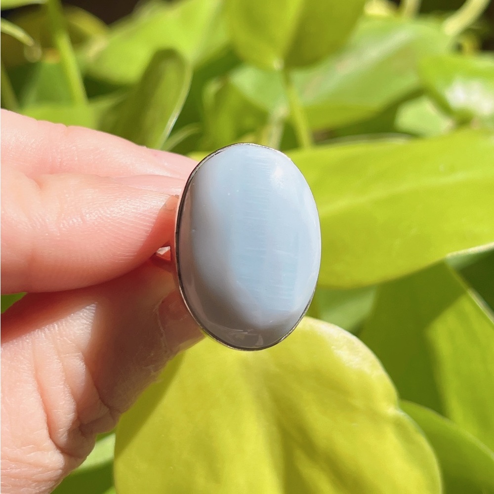 Size‎ 6.5 925 Silver Plated Owyhee Opal ring 2389